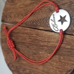B2111 believe sterling silver‎ star bracelet twine